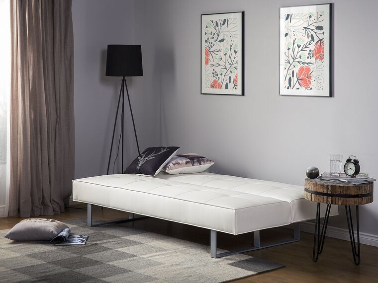 Faux Leather Sofa Bed White DERBY Beliani.co.uk