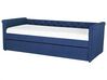 Tagesbett ausziehbar Leinenoptik marineblau Lattenrost 80 x 200 cm LIBOURNE_770644