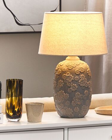 Ceramic Table Lamp Grey and Beige FERREY 