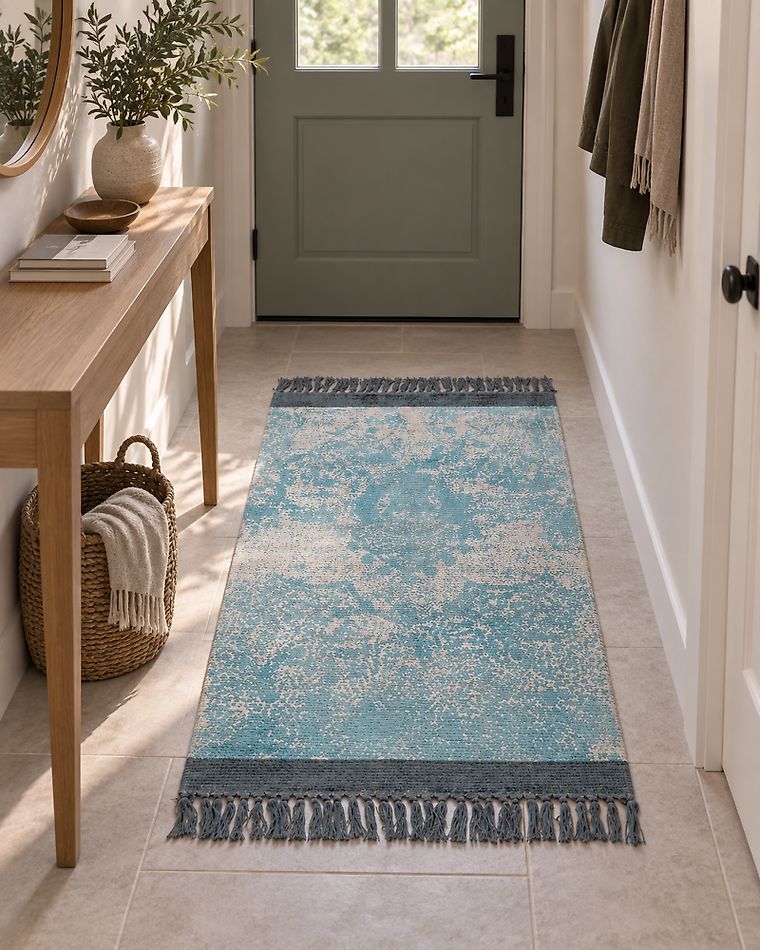 SAFAVIEH Läufer-Teppich 60 X 30 Cm – Elfenbein & Hellblau, Orientalisches Design, Pflegeleicht