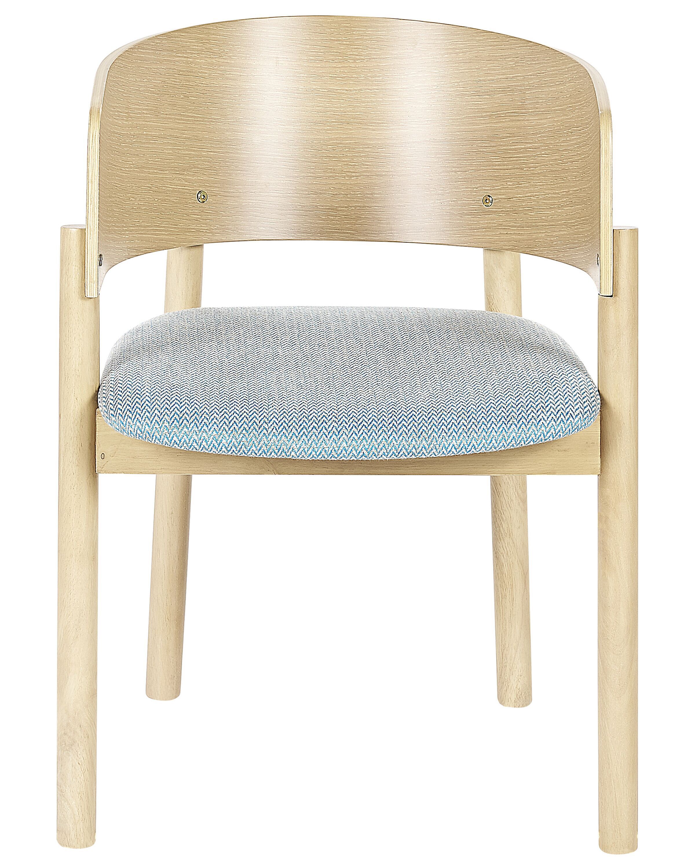 Set of 2 Dining Chairs Light Wood and Blue MARIKANA Beliani.co.uk
