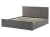 Zamatová posteľ s úložným priestorom 160 x 200 cm sivá ROCHEFORT_786515