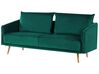 3-Sitzer Sofa Samtstoff grün mit goldenen Beinen MAURA_788781