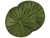 Conjunto de 2 almofadas decorativas com plissados em veludo verde ⌀ 38 cm BODAI_902677