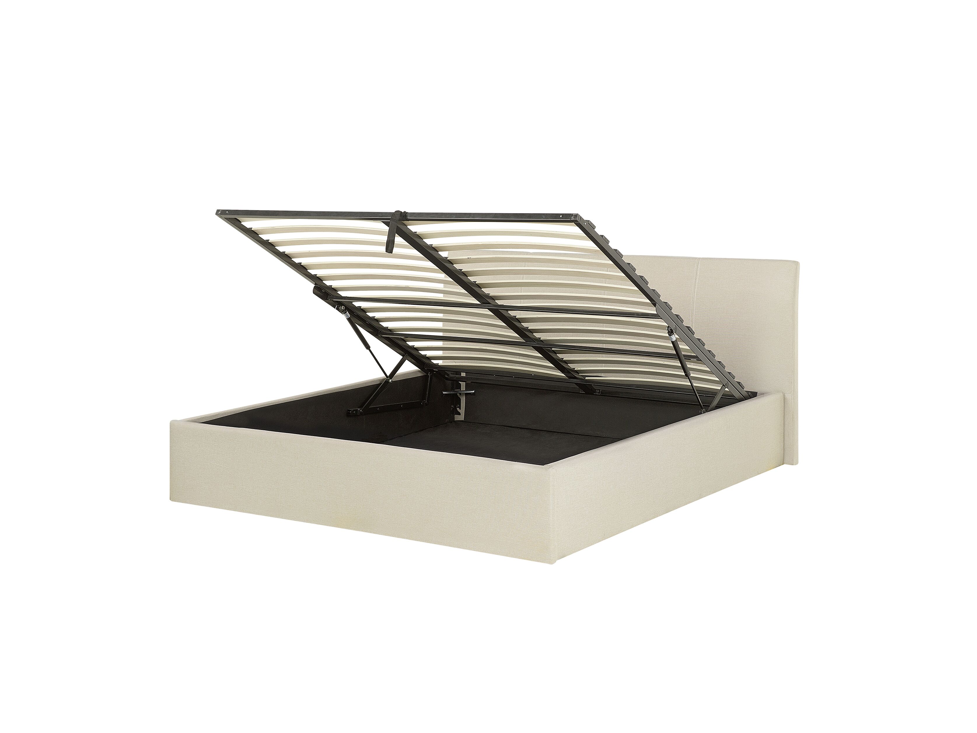 Łóżko z pojemnikiem tapicerowane 160 x 200 cm beżowe ORBEY