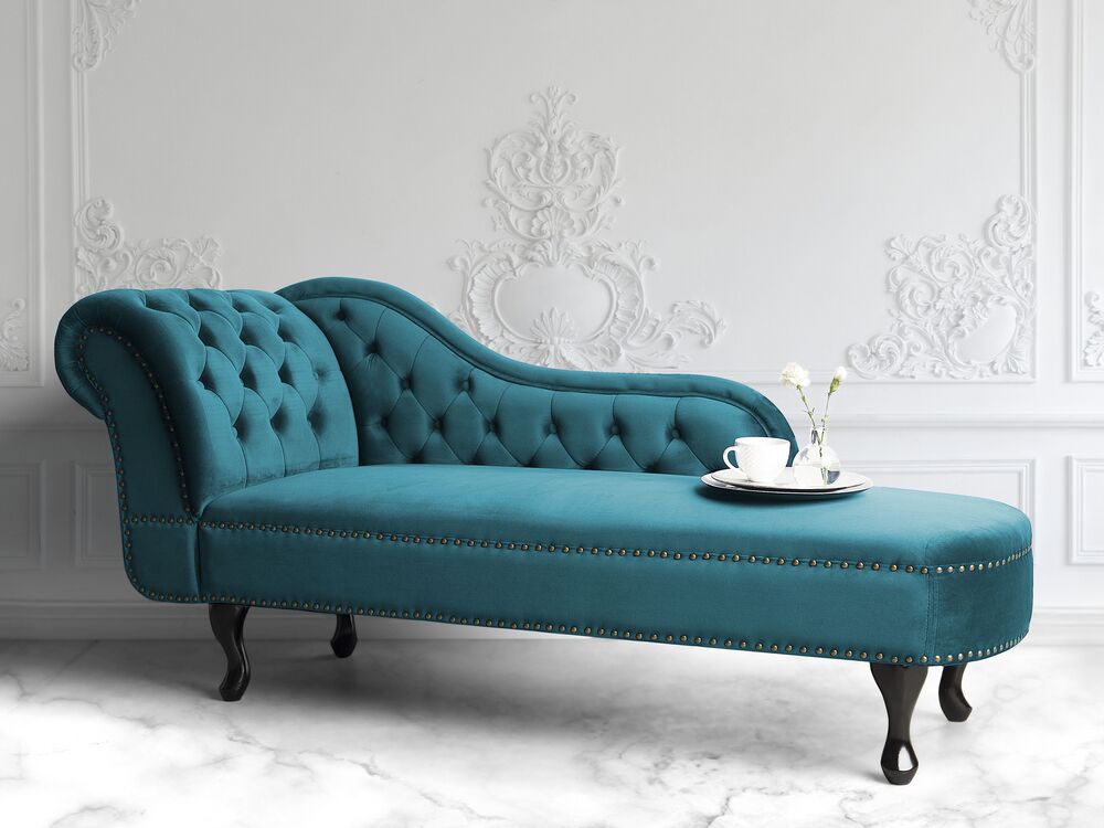 Left Hand Chaise Lounge Velvet Emerald Green NIMES Beliani.co.uk