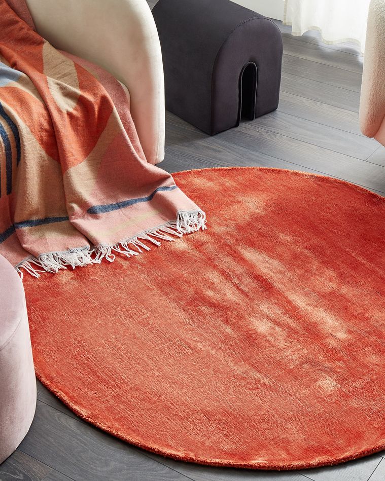 Round Viscose Area Rug ⌀ 140 cm Orange GESI II | Beliani.co.uk