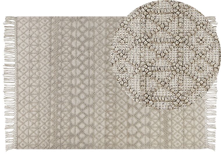 Teppich Wolle sandbeige 160 x 230 cm Kurzflor ALUCRA_856241