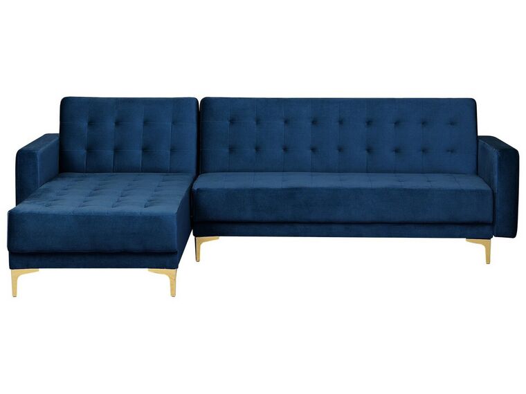 Right Hand Velvet Corner Sofa Navy Blue ABERDEEN_737794