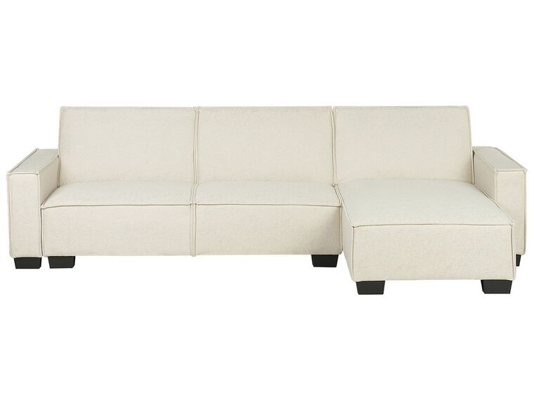 Left Hand Fabric Corner Sofa Bed Beige ROMEDAL_748924