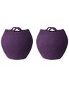 Set of 2 Cotton Baskets Violet PANJGUR_846466