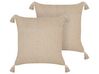 Set of 2 Cotton Cushions 45 x 45 cm Beige ARALIA_843180