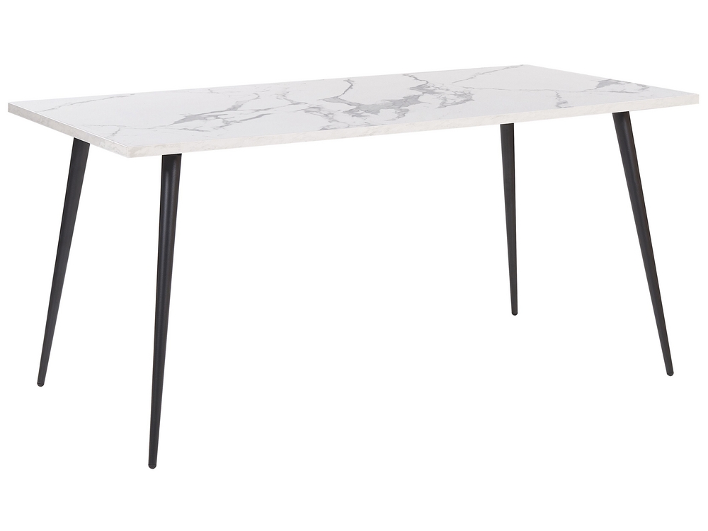 Tavolo da pranzo estensibile bianco effetto marmo e nero 120/150 x 80 cm  EFTALIA 