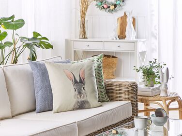 Set of 2 Cotton Cushions Rabbit Print 45 x 45 cm Taupe QUERCUS
