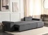 Left Hand Jumbo Cord Corner Sofa Bed with Storage Dark Grey LUSPA_898709