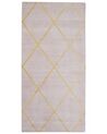 Teppich rosa / gold 80 x 150 cm kariertes Muster Kurzflor ATIKE_762485