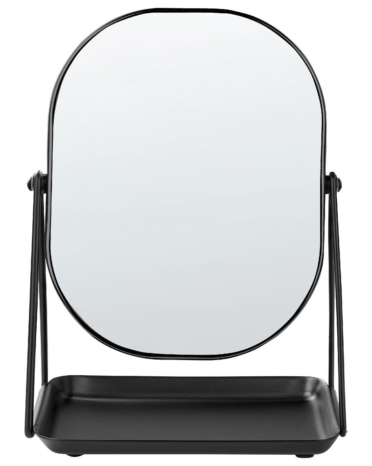 Espejo de maquillaje de metal negro 20 x 22 cm CORREZE_848281