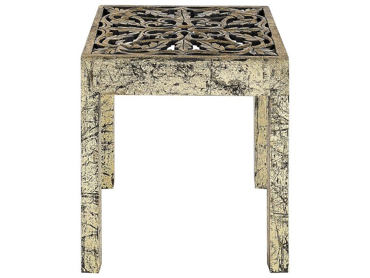 Mango Wood Side Table Gold and Black PALASI Beliani.co.uk