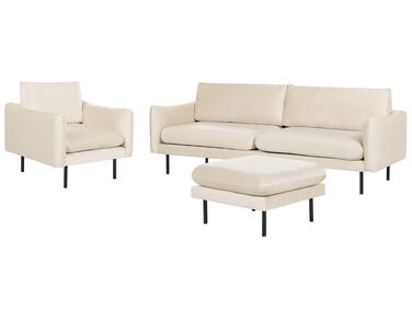 Sofa Set Samtstoff hellbeige 4-Sitzer mit Ottomane VINTERBRO