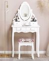4 Drawers Dressing Table with Oval Mirror and Stool White AMOUR_786261