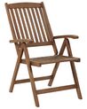 Conjunto 2 cadeiras de jardim em madeira escura de acácia e almofadas branco creme AMANTEA_879737