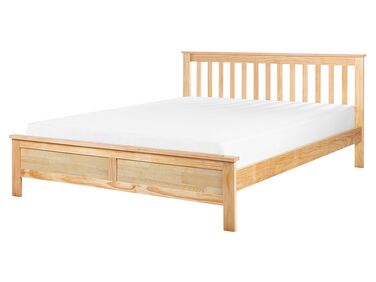 Łóżko drewniane 160 x 200 cm naturalne jasne drewno MAYENNE