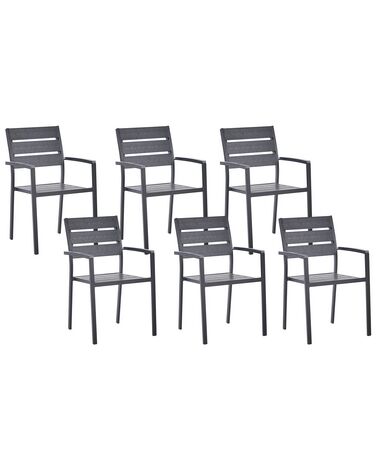 Zestaw 6 krzeseł ogrodowych czarny VERNIO