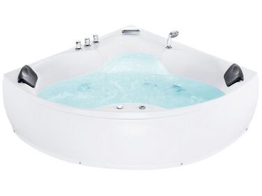 Whirlpool Corner Bath with LED 2500 x 1500 mm White SENADO