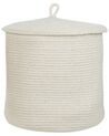Set of 2 Cotton Baskets with Lids Off-White SILOPI_840195