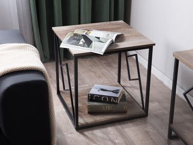 Side Table Dark Wood and Black FORRES