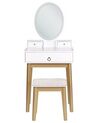 Toaletka 3 szuflady lustro LED ze stołkiem biało-złota ROSEY_844801