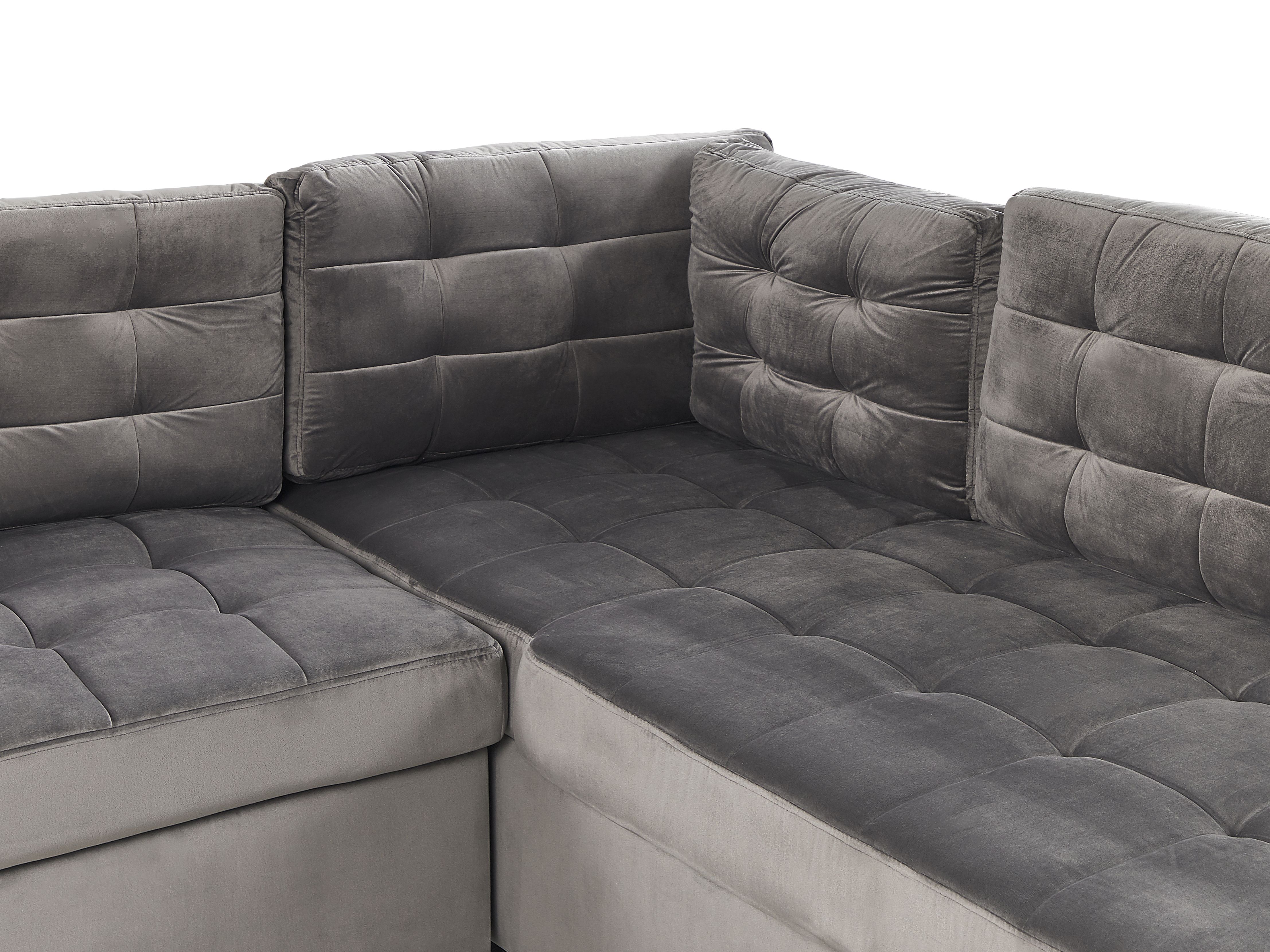 Left Hand Velvet Corner Sofa Bed Grey VARNAMO Beliani.co.uk