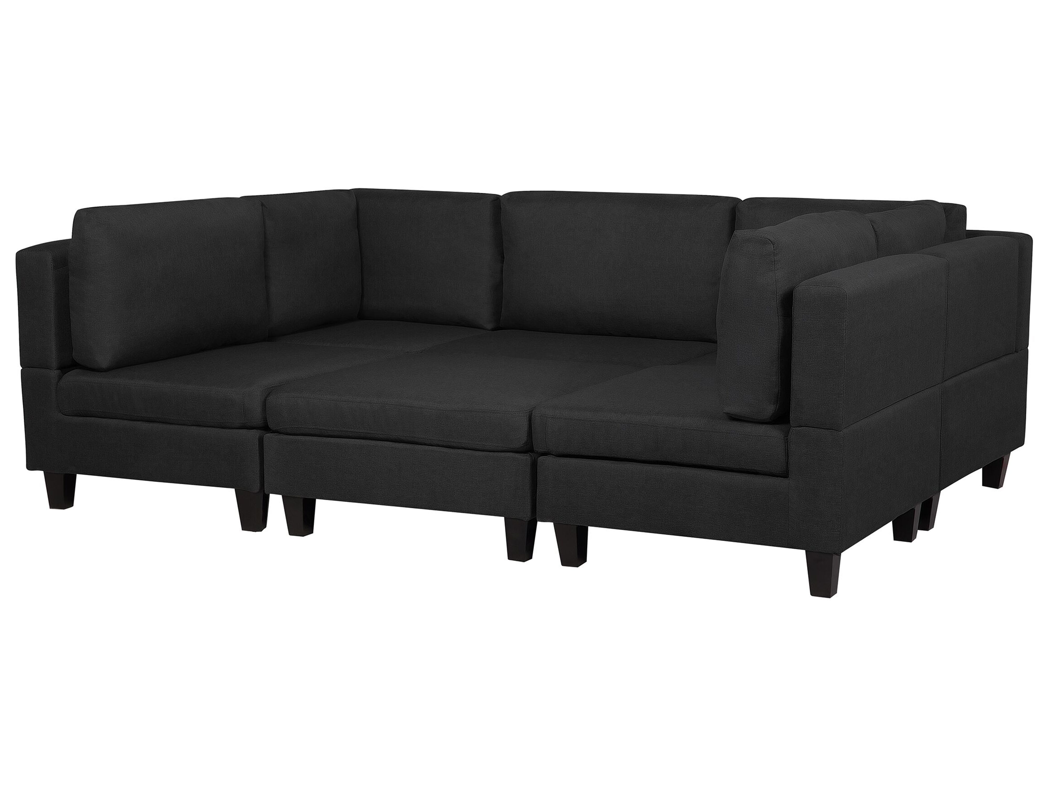5 Seater UShaped Modular Fabric Sofa with Ottoman Black FEVIK Beliani.pl