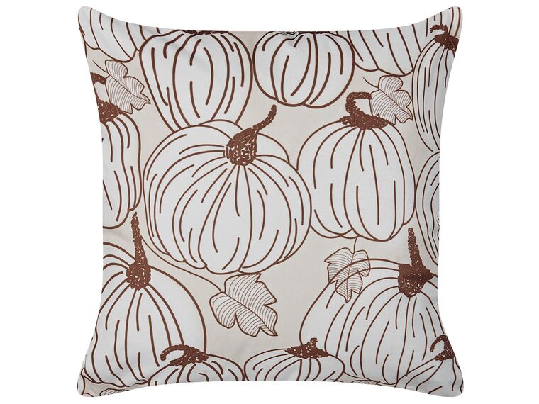 Velvet Cushion Pumpkin Pattern 45 x 45 cm Beige GOURD_830156
