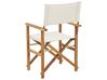 Set of 2 Acacia Folding Chairs and 2 Replacement Fabrics Light Wood with Off-White / Leaf Pattern CINE_819289