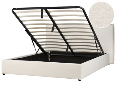 Buklé posteľ s úložným priestorom 160 x 200 cm krémová biela LAVAUR