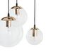 Lampe suspension 3 ampoules transparente / dorée LADON_715306