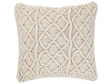 Cotton Macrame Cushion 45 x 40 cm Light Beige GOREME