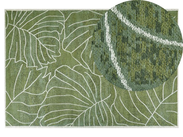Teppich Baumwolle grün 140 x 200 cm Blattmuster Kurzflor SARMIN_854480