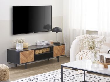 TV Stand Black with Light Wood SALINA