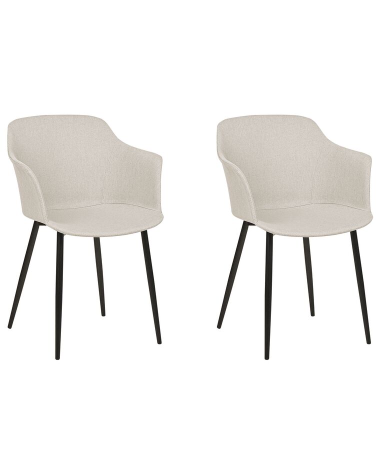 Set of 2 Fabric Dining Chairs Light Beige ELIM_883579