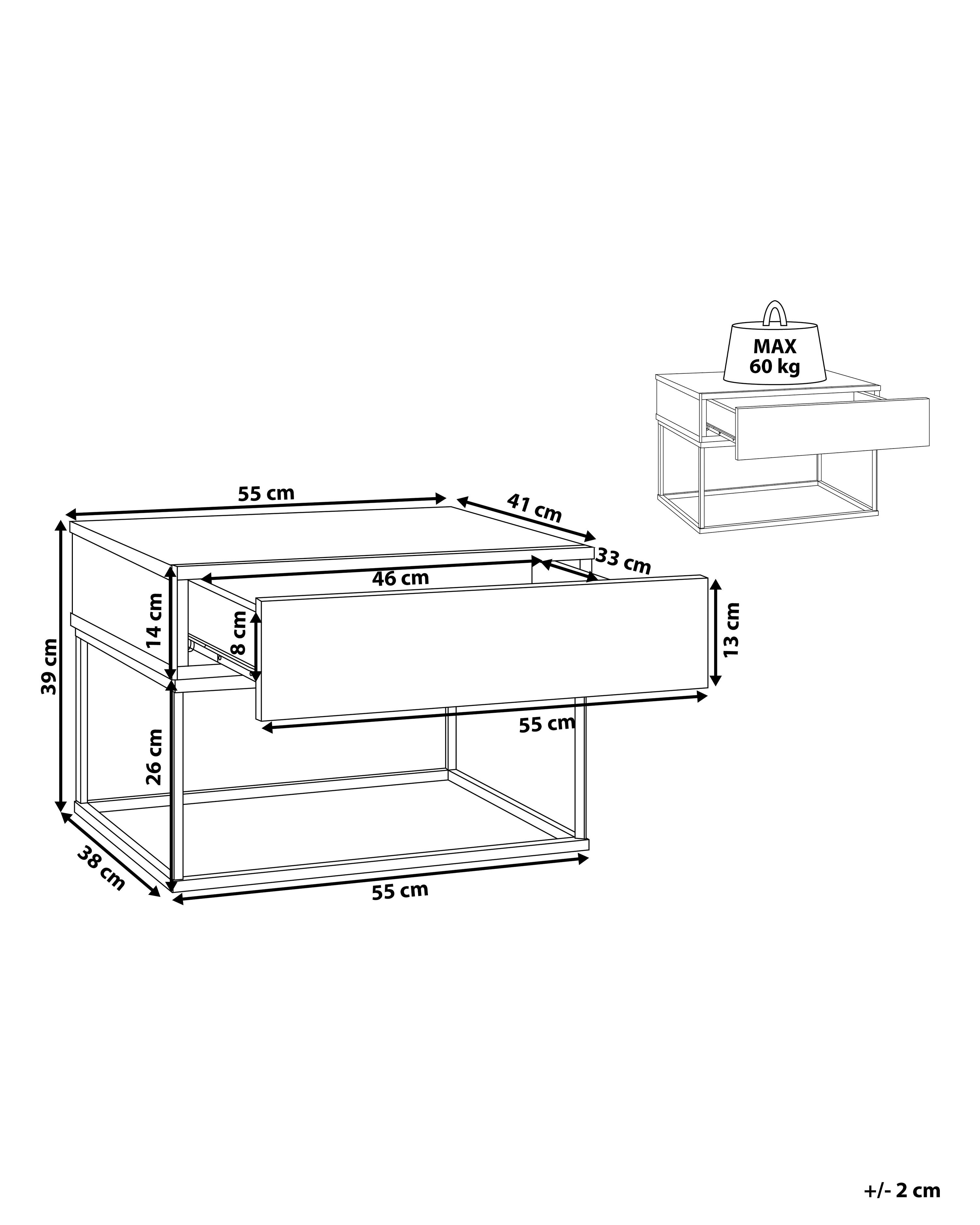 Bedside Table Dark Wood CAIRO Beliani.co.uk