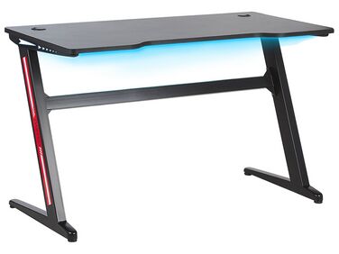 Mesa gaming preta com iluminação LED RGB 120 x 60 cm DARFUR