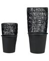 Set of 2 PE Rattan Plant Pots Black CHELONE_914493