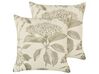 Set of 2 Cotton Cushions Floral Motif 45 x 45 cm Beige and Green ROSEMARY_906041