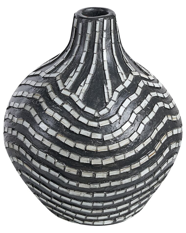 Dekovase Terrakotta schwarz / weiss 35 cm KUALU_849667