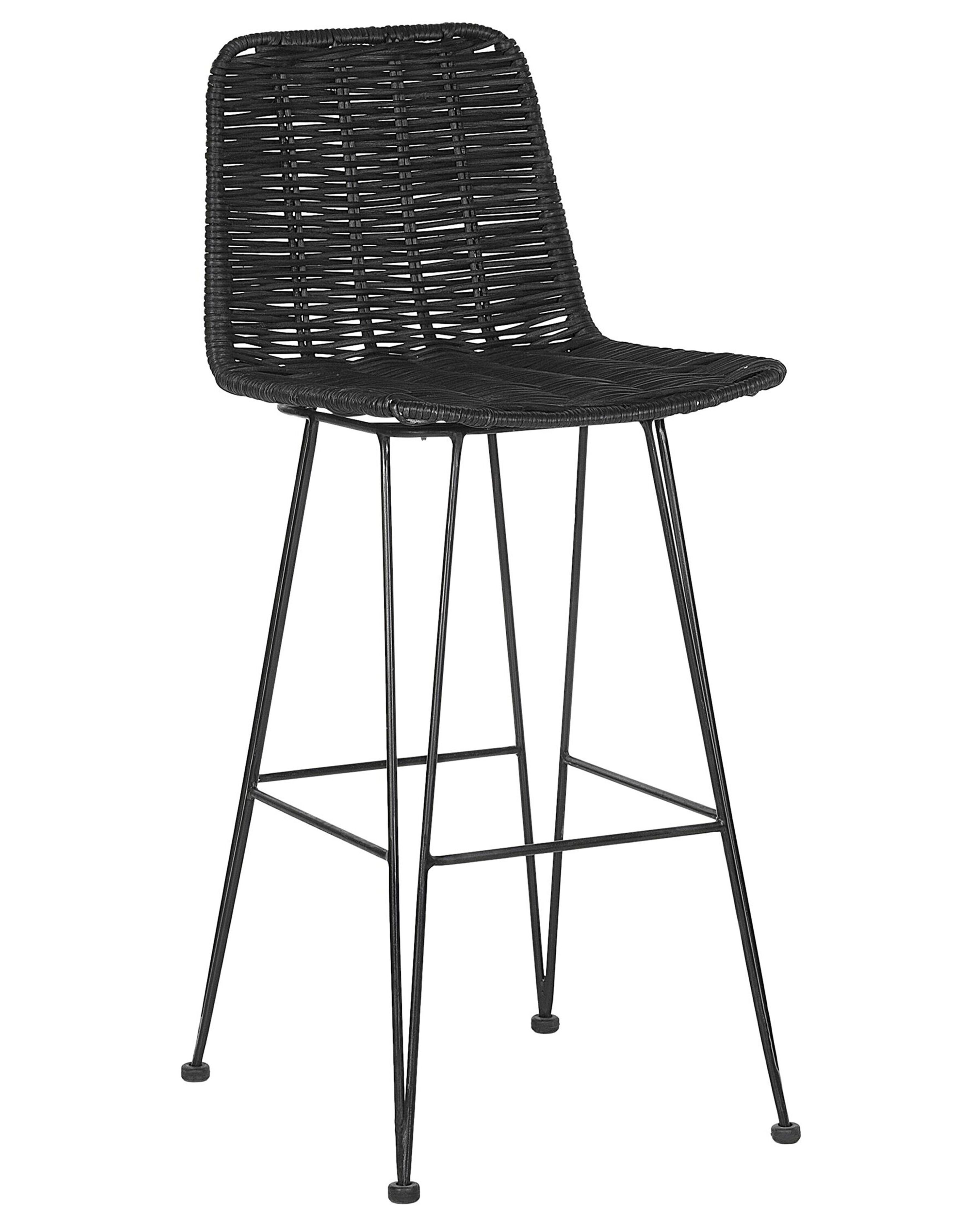 Set of 2 Rattan Bar Chairs Black CASSITA | Beliani.co.uk