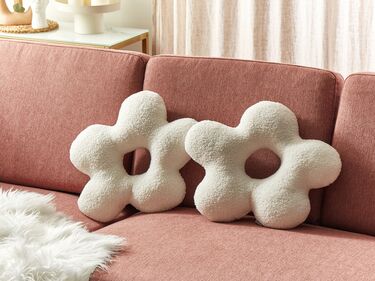 Set of 2 Teddy Cushions 40 x 40 cm White CAMPONULA