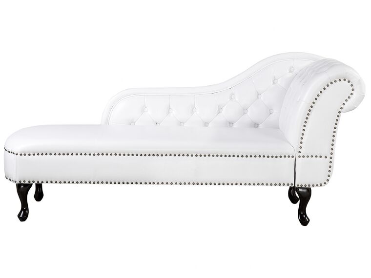 Right Hand Chaise Lounge Faux Leather White NIMES_697463