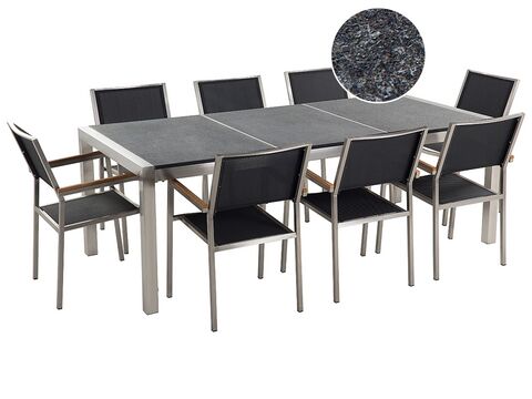 8 Seater Garden Dining Set Black Granite Triple Plate Top With Chairs Grosseto Beliani Sk - Tripel Stacking Patio Chair Cover 8 Seater Garden Dining Set Black Granite Triple Plate Top With Chairs Grosseto Beliani Sk - Tripel Stacking Patio Chair Cover